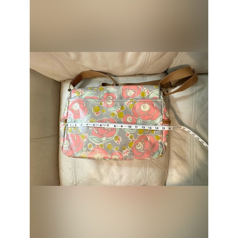 Fossil Messenger Bag Crossbody Coated Canvas Leather Trim Floral - Picture 4 of 16
